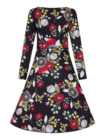 Výjimečný dárek od Dedoles Retro pin up šaty s rukávem Podzimní čaj